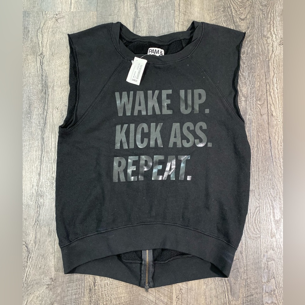 NEW - PAM & GELA Cut-Off Sleeveless Sweatshirt
